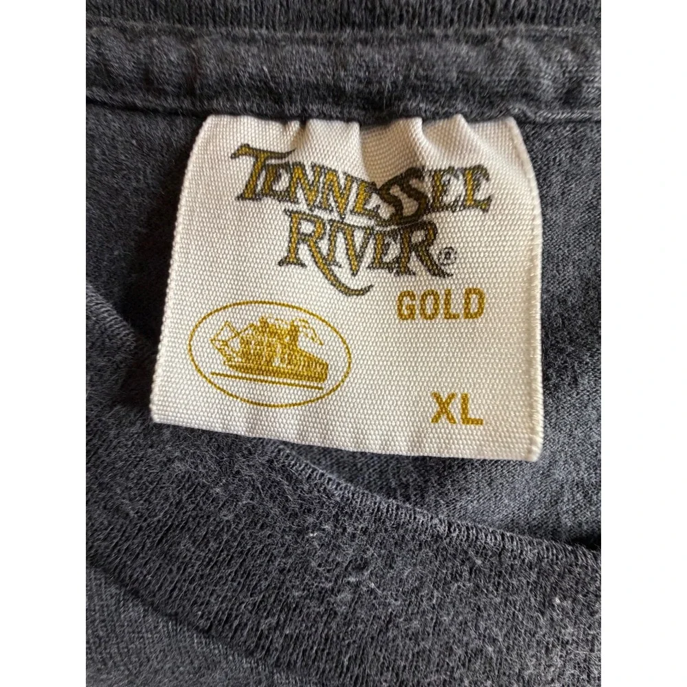 Vintage Tennessee River Gold Tiger Crane Yin Yang Graphic T-Shirt Navy XL